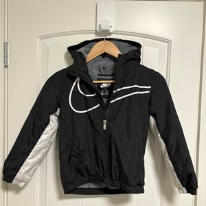 Nike Black and White Raincoat with Hooded Design